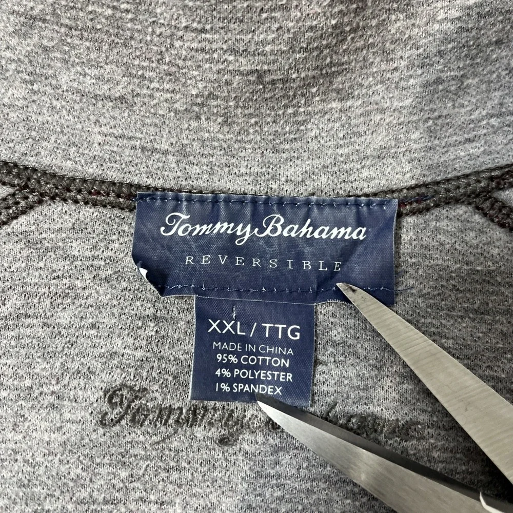 Tommy Bahama Reversible 1/4 Zip Sweater Mens 2XL Flipshore Maroon Gray Pullover